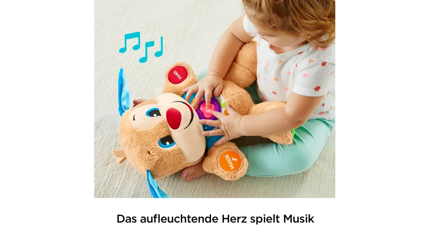 Fisher-Price Lernspaß Hündchen, Baby-Spielzeug mit Musik, Kuscheltier, Lernspielzeug