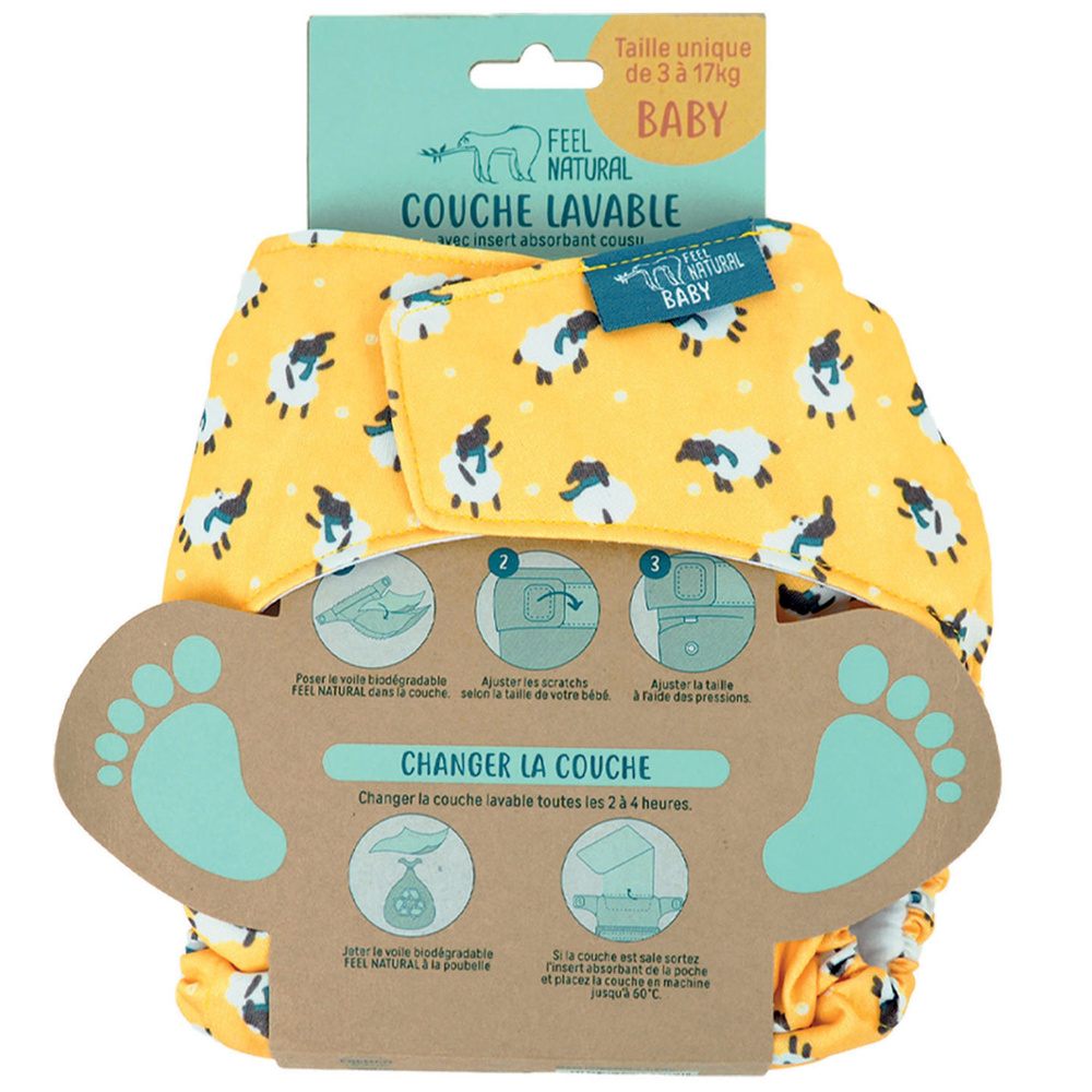 feel natural Couche lavable et réutilisable Gustave Couche bébé lavable