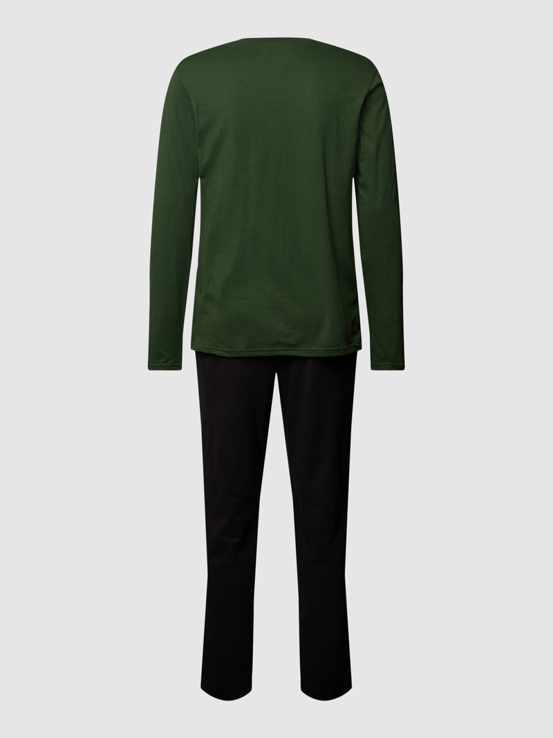 Pyjama mit Rundhalsausschnitt Modell 'BASIC LABEL' in grün