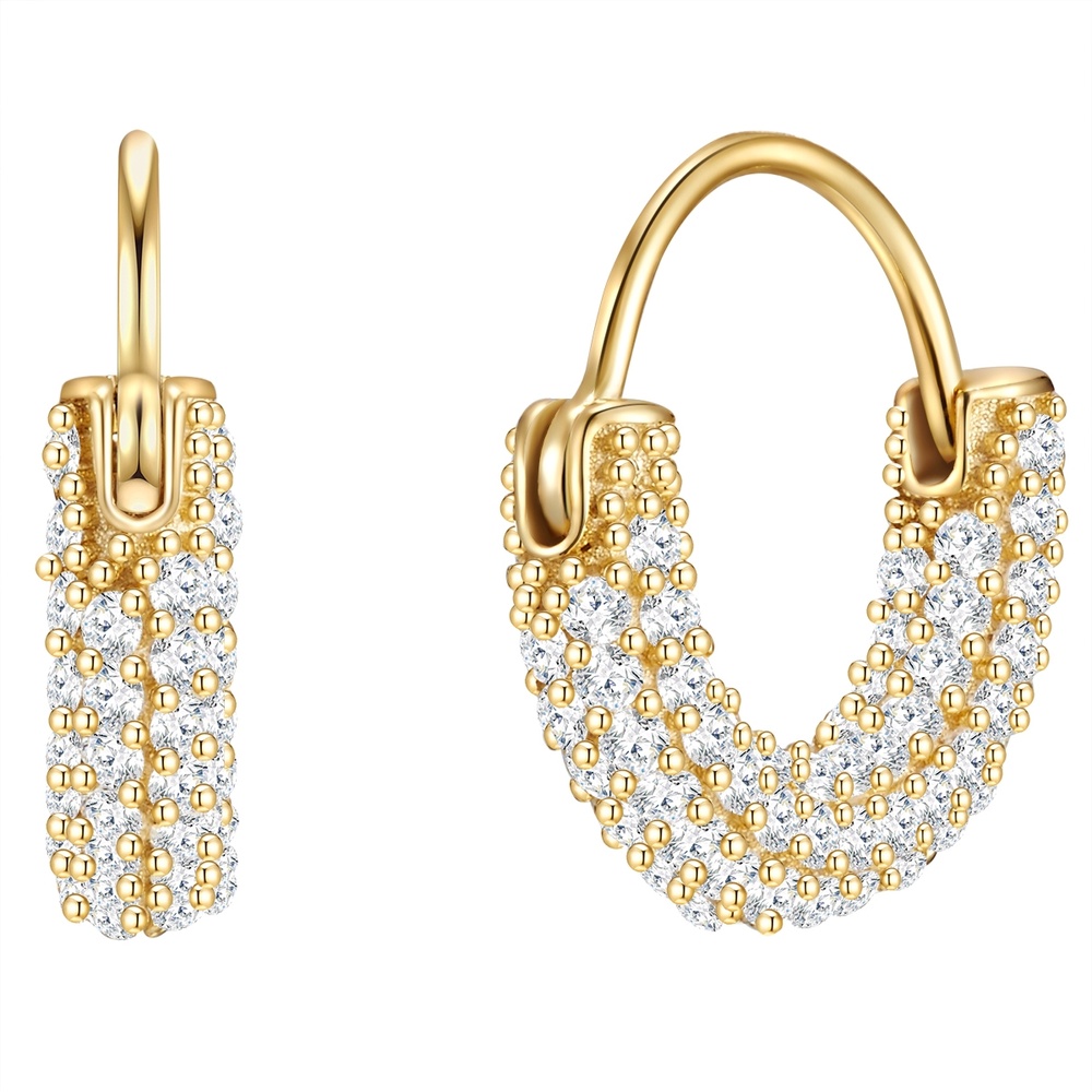 Glanzstücke München Créoles en argent Argent sterling Oxyde de zirconium (CZ) en Or jaune Boucles d'oreilles