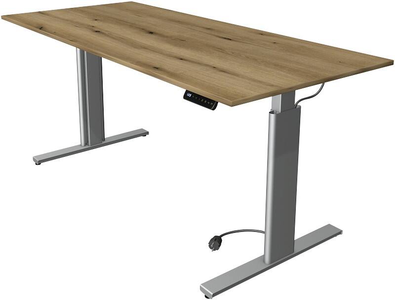 Kerkmann Move 3 Rechteckig Elektrisch Höhenverstellbar Sitz-Stehschreibtisch Eiche Silber 1.800 x 800 x 1.200 mm