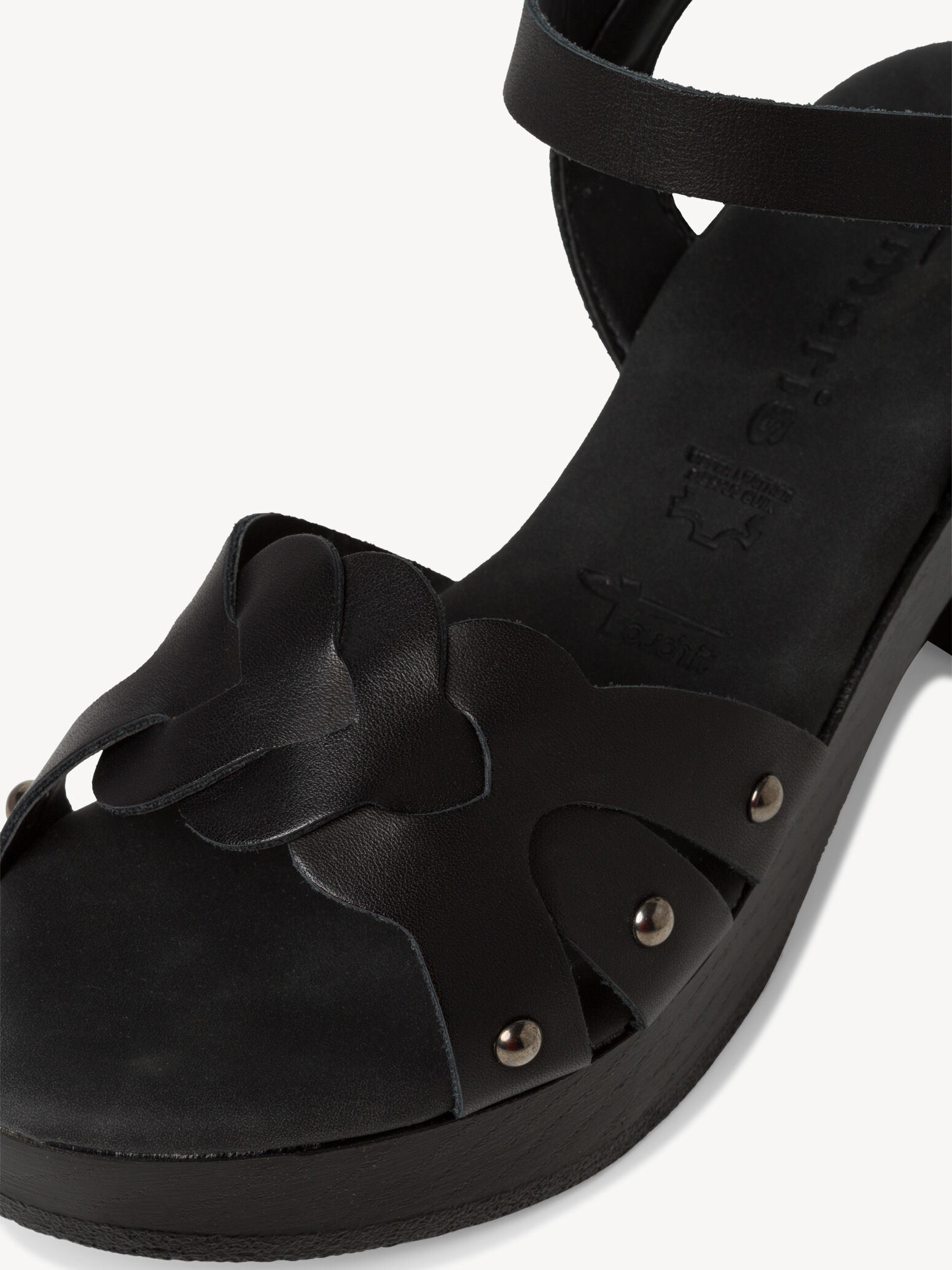 Sandale à talon en cuir - noir