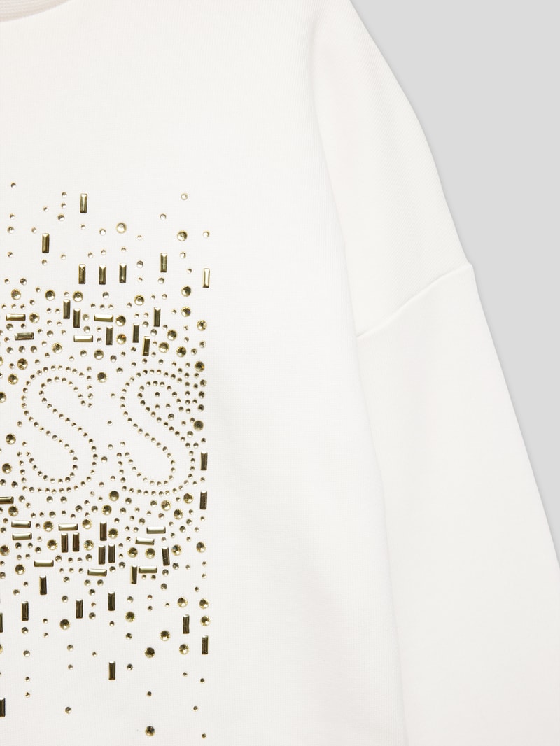 Sweatshirt mit Label-Strasssteinbesatz in offwhite