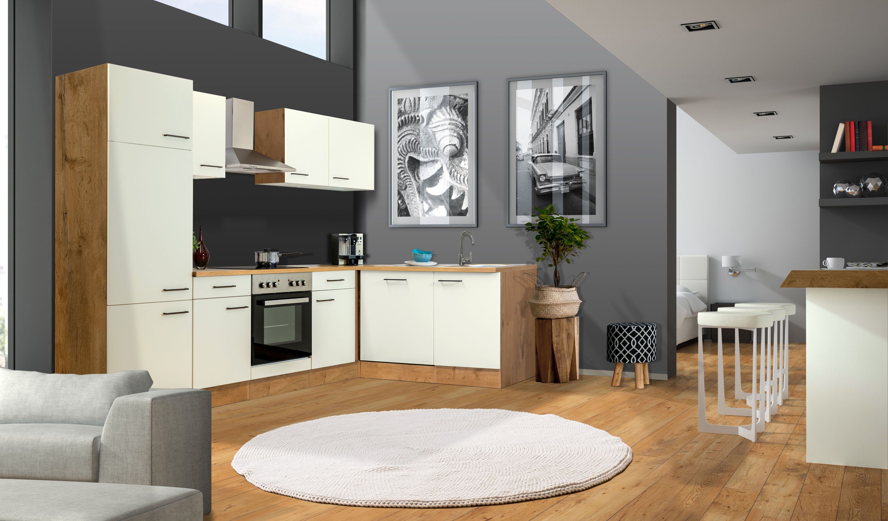 Flex-Well Winkelküche Vintea, mit E-Geräten, Gesamtbreite 280 x 170 cm