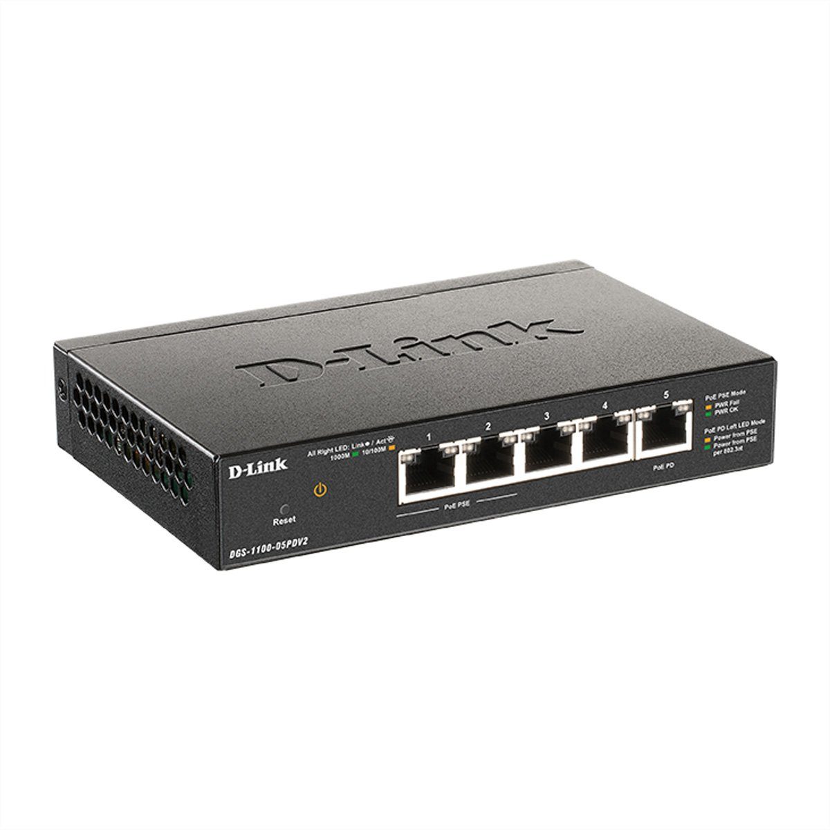 D-Link DGS-1100-05PDV2 5-Port Smart Gigabit Switch PoE-powered PoE Netzwerk-Switch