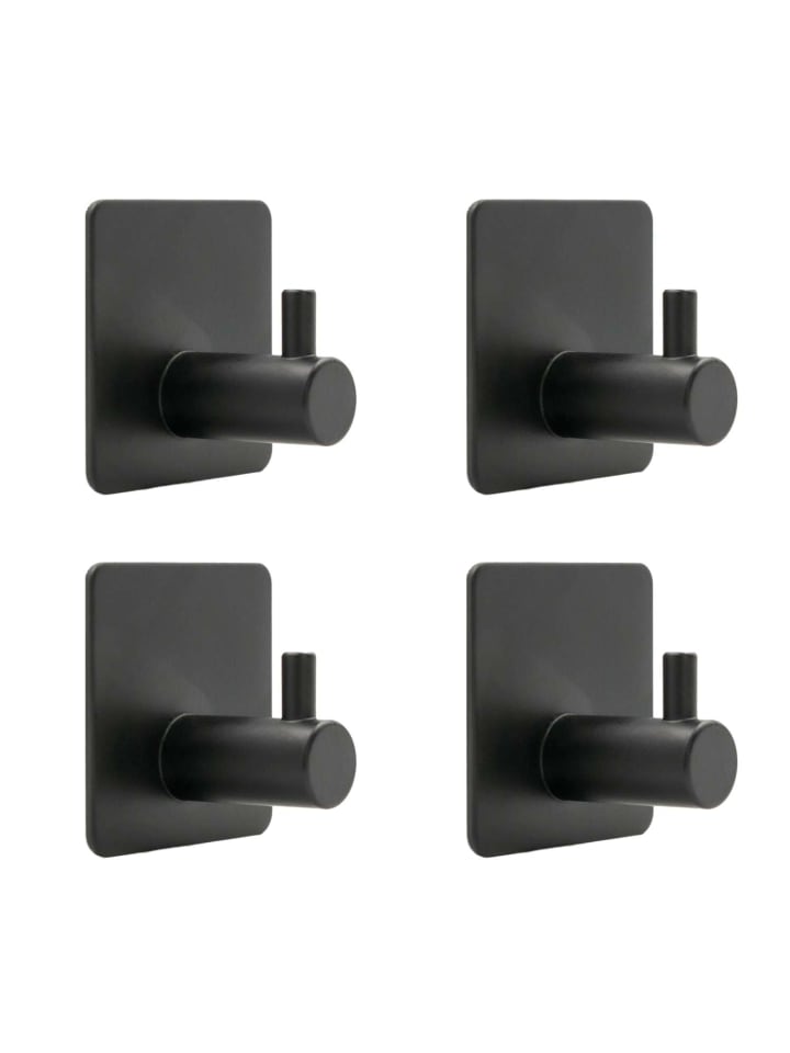 Intirilife 4x Handtuchhalter Handtuchhaken selbstklebend in Schwarz günstig kaufen onesize
