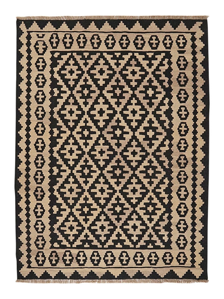 Rugtales Schurwoll-Teppich in Creme/ Schwarz günstig kaufen 198x150 cm