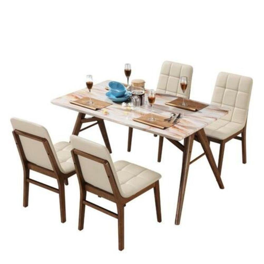 JVmoebel Esszimmer-Set, Marmor Ess Tisch Holz Designer Zimmer Komplett Set Garnitur 5 tlg.