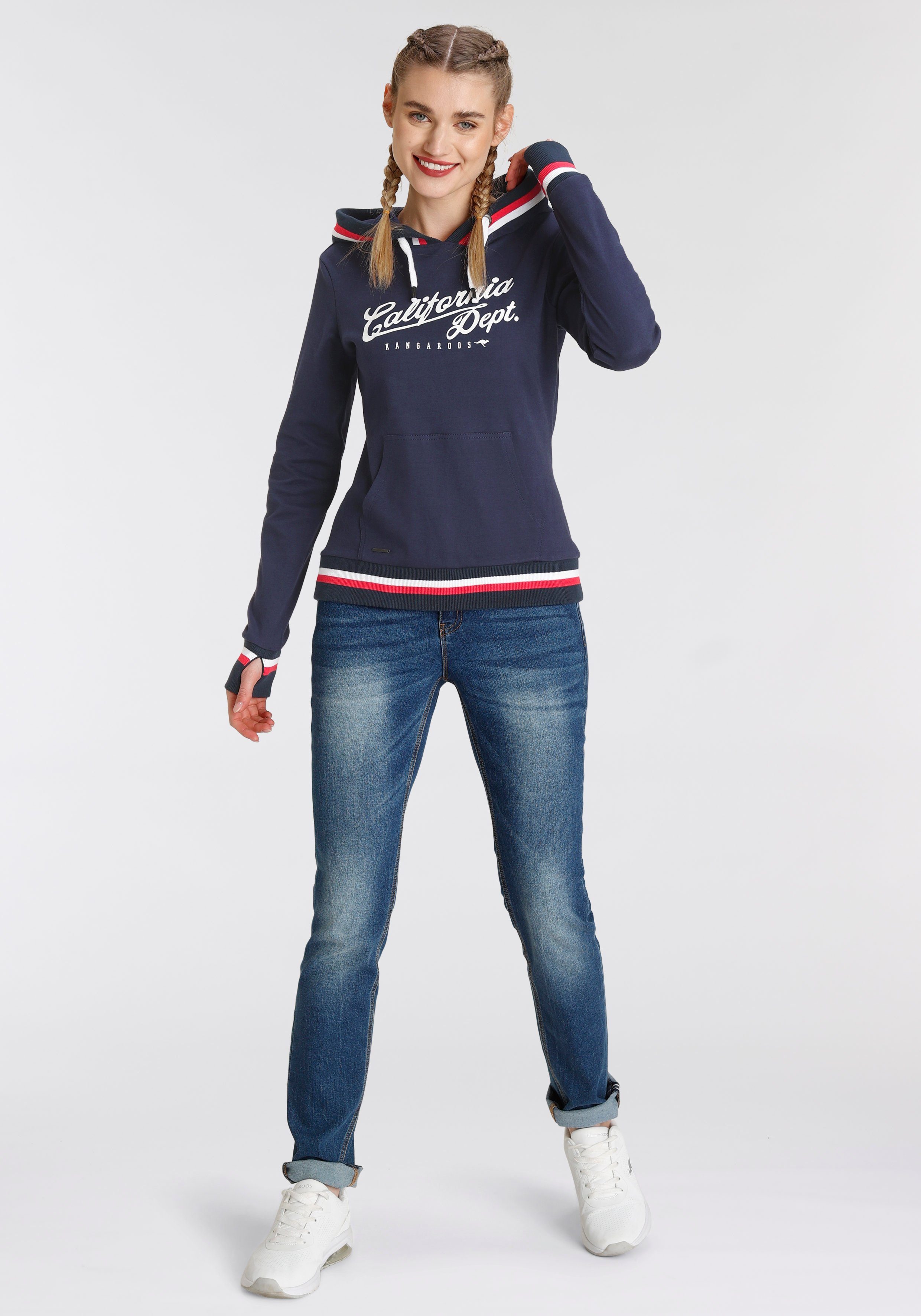 KangaROOS Kapuzensweatshirt mit großen Logoschriftzug & Kontraststreifen - NEUE KOLLEKTION