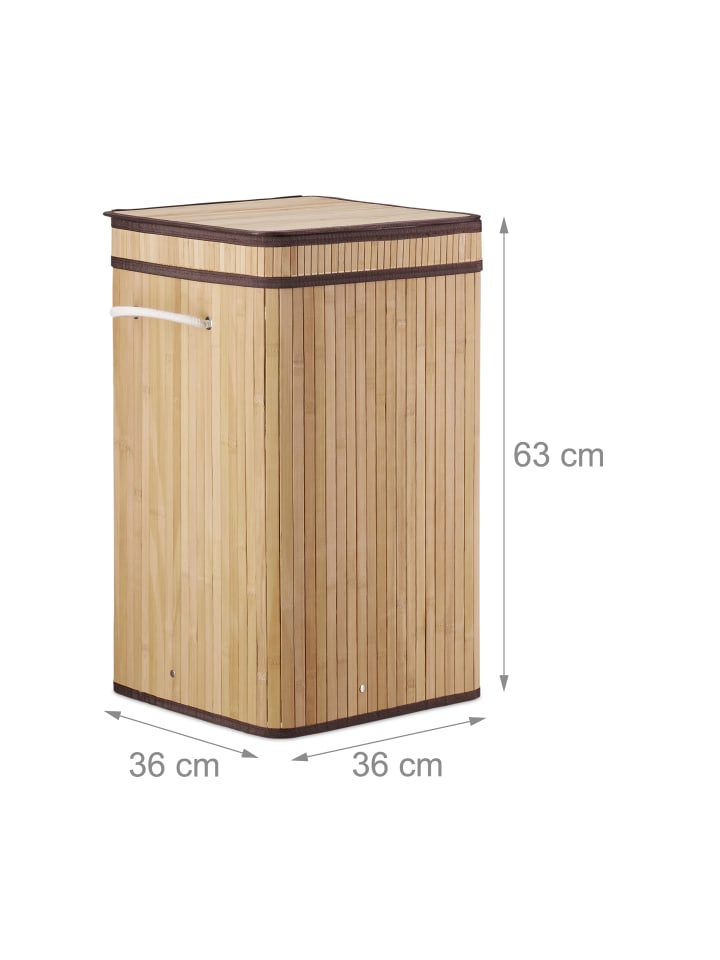 relaxdays Wäschekorb in Natur - (B)36 x (H)63 x (T)36 cm günstig kaufen onesize