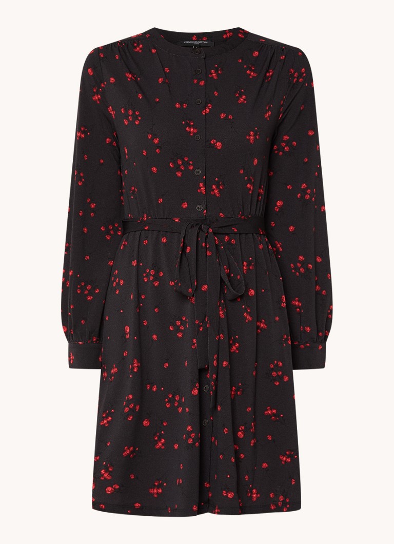Rochie-cămașă French Connection Floramour cu mânecă scurtă și curea