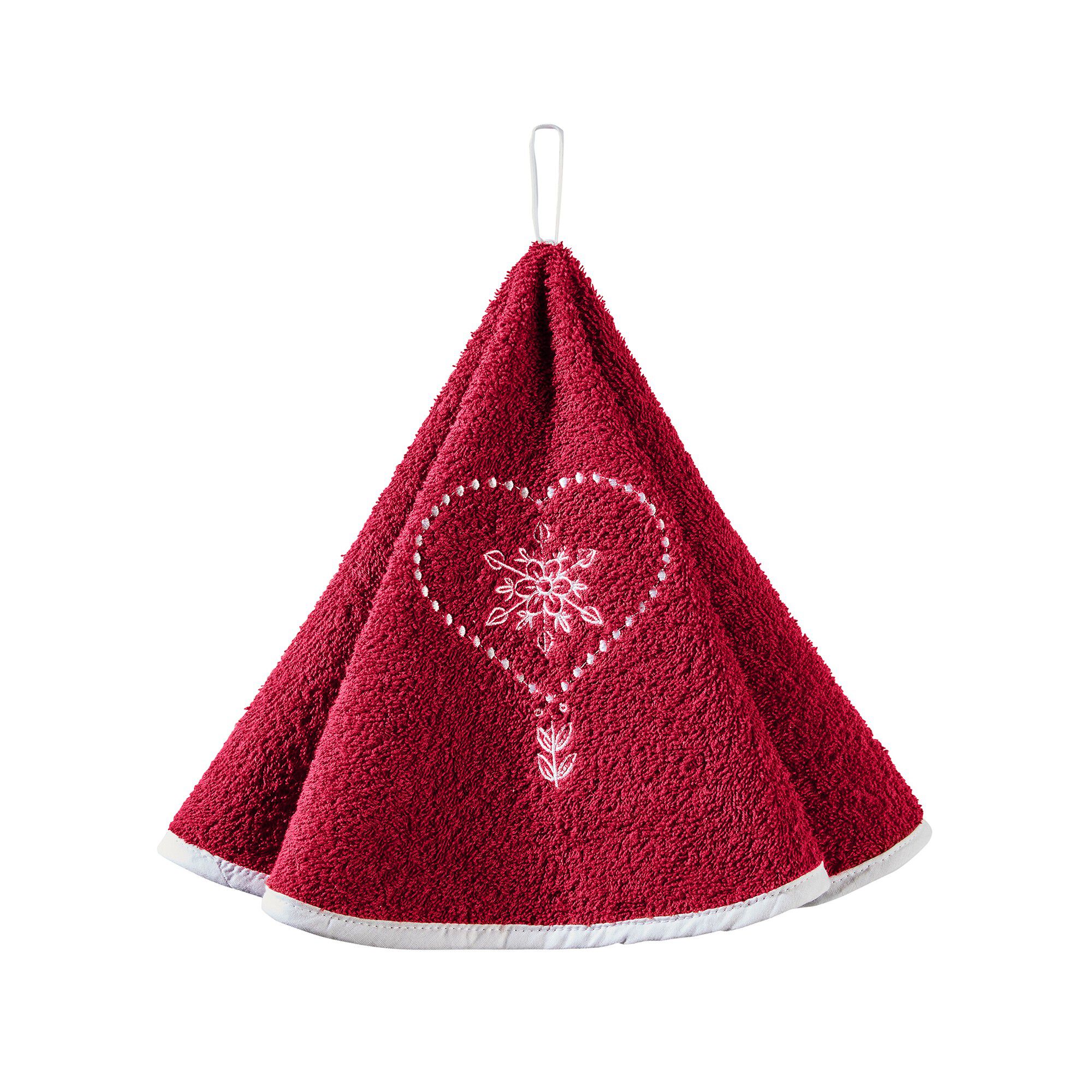 Essuie-mains éponge brodée coeurs forme cloche