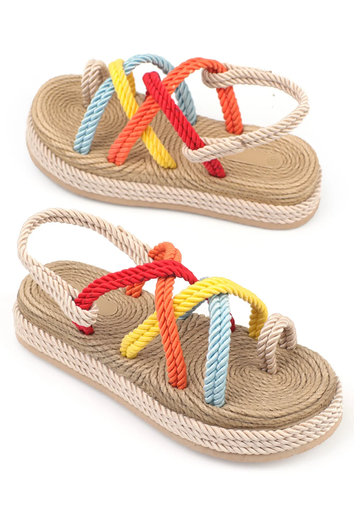 Capone Outfitters  Damen-Sandalen mit Keilabsatz und Schnürung