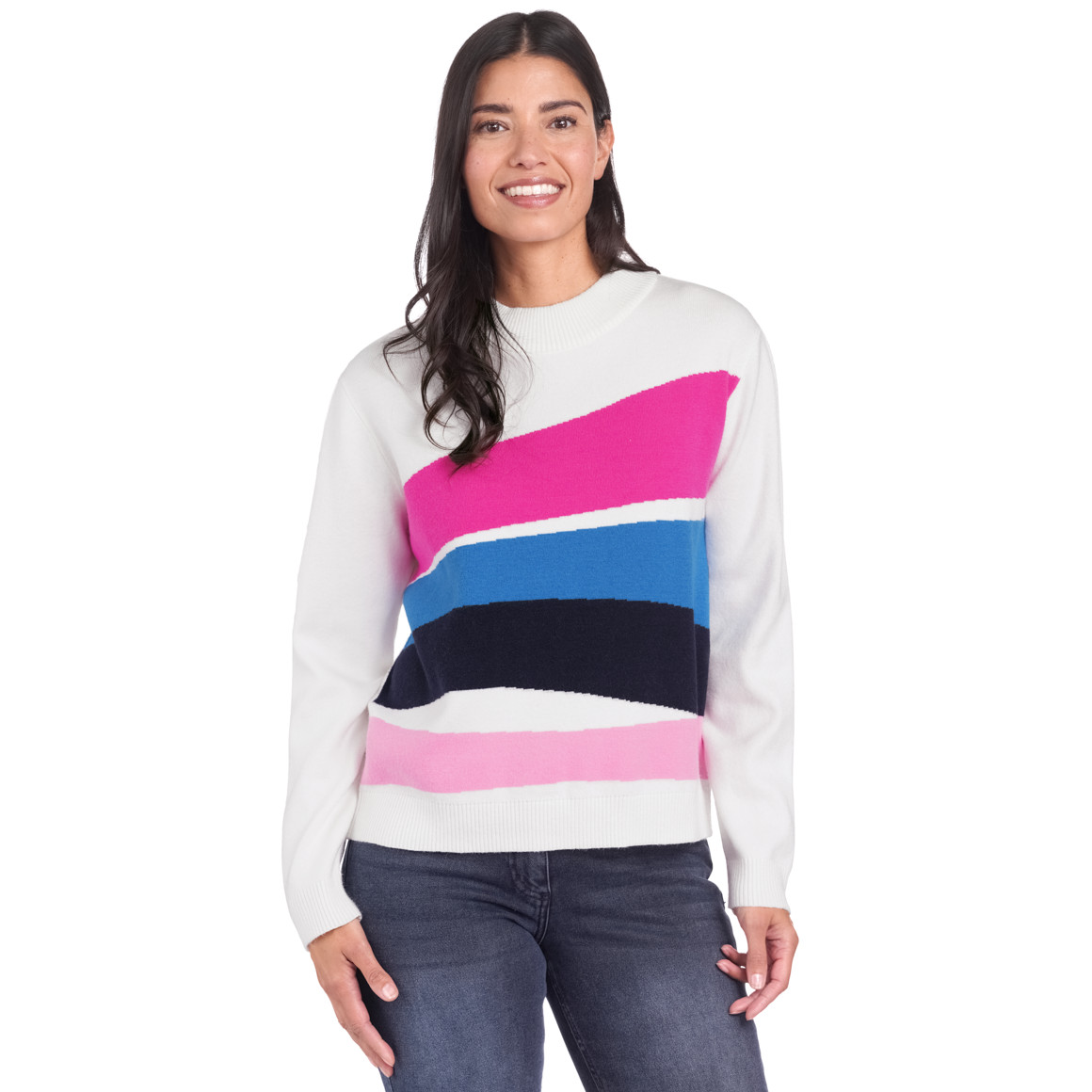 Damen Strickpullover mit Farbteilern
