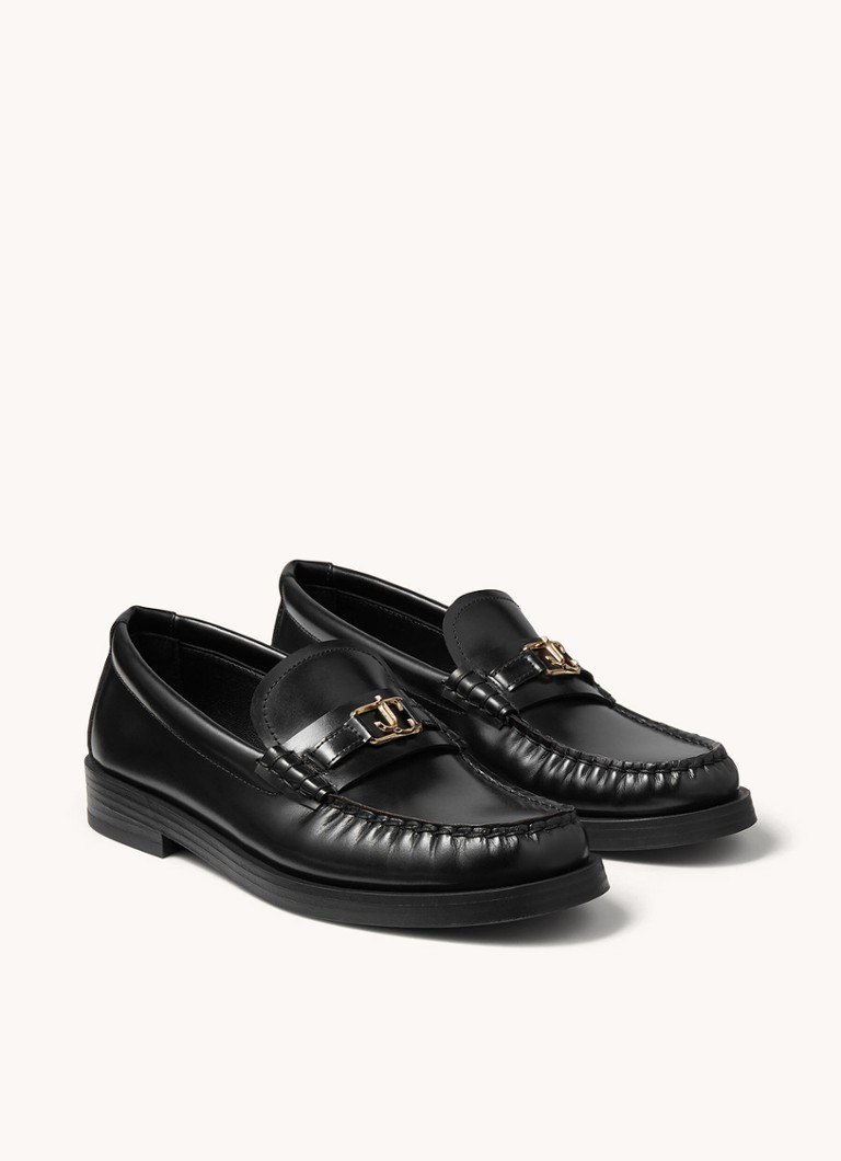 Mocassins Jimmy Choo Addie em couro de bezerro com logo
