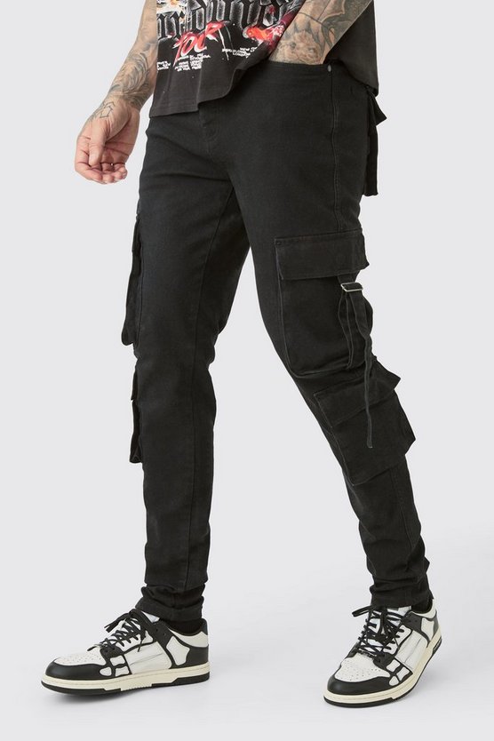 Tall Stretch Skinny Cargo-Jeans mit Taschen-Detail