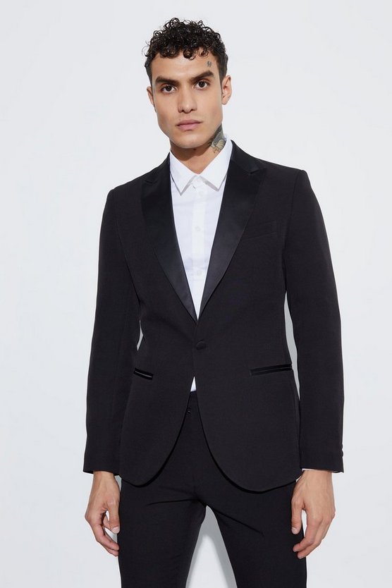 Einreihige Skinny Smoking-Jacke