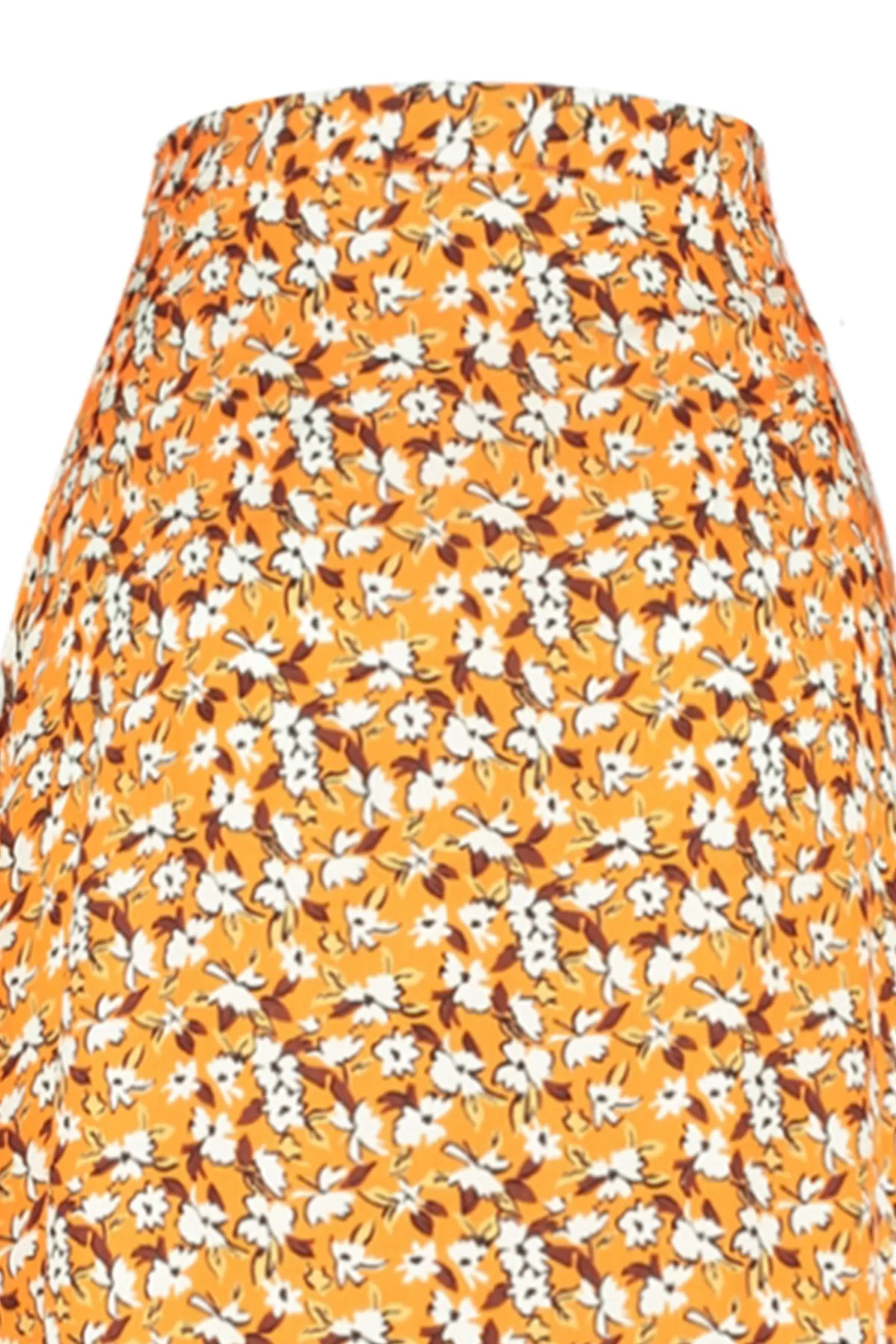 Trendyol Collection  Oranger Midirock aus gewebtem Viskosestoff mit Schlitzdetail und Blumenmuster TWOSS20ET0230