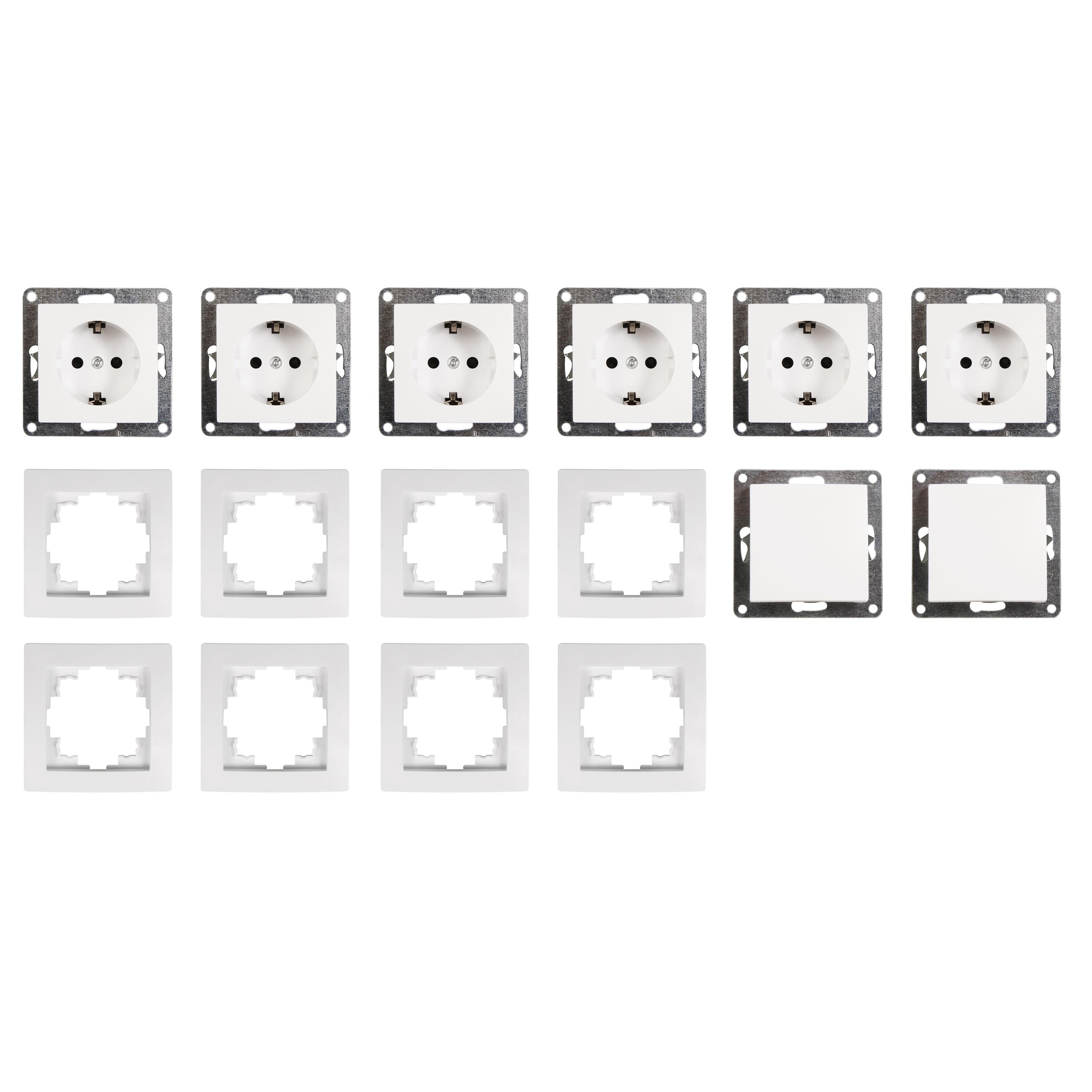 McPower Steckdose Schalter und Steckdosen Set McPower Flair Einsteiger, 16-teilig, weiß