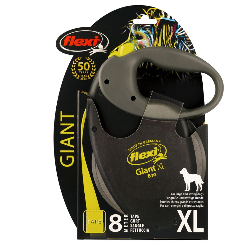 flexi Giant Gurt-Leine XL - schwarz / neongelb