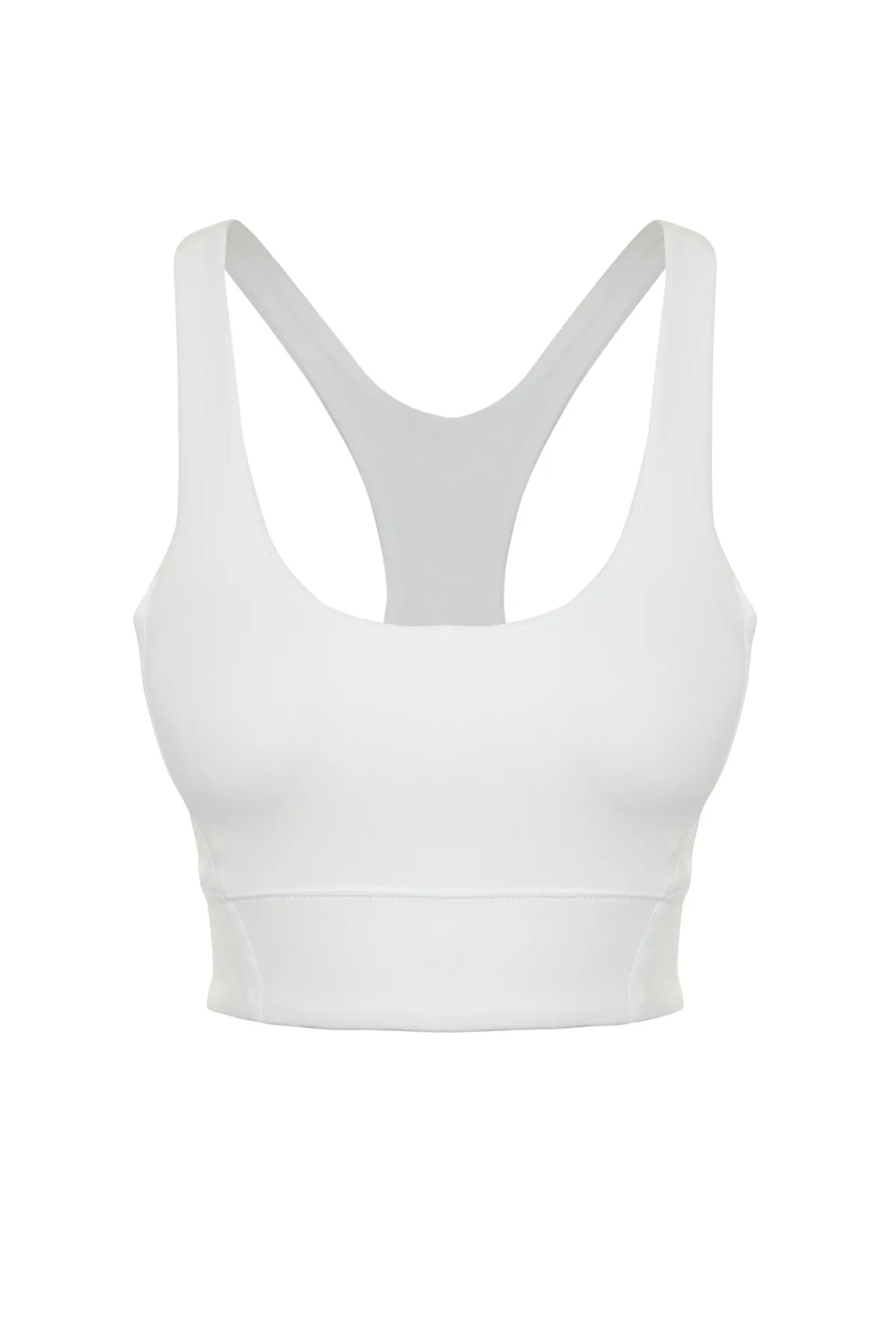 Trendyol Collection  Weißer, gestützter/formender Neckholder-Sport-BH aus Strick THMSS24SS00032