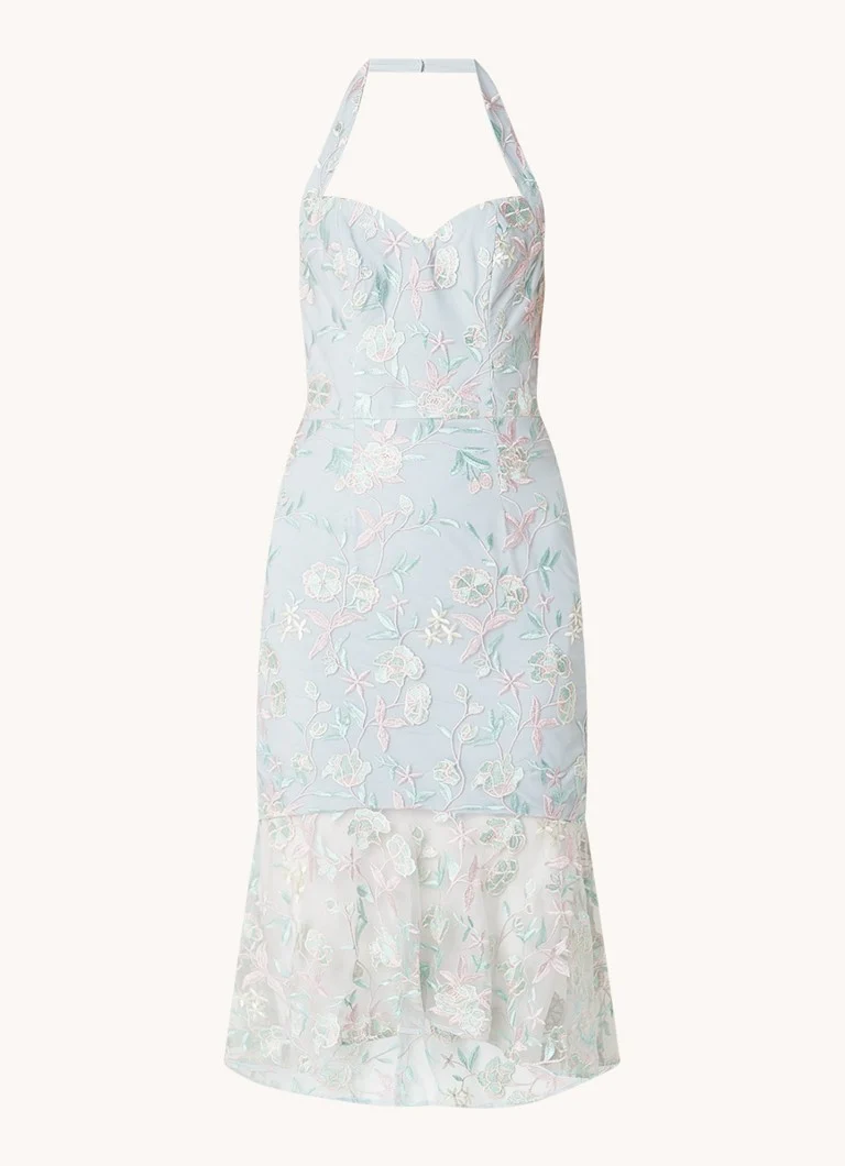Chi Chi London Floral semi-transparent midi dress with lace