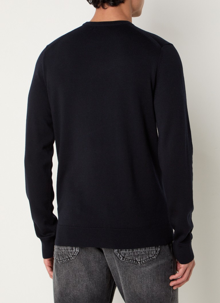 Fred Perry smalki adīts vilnas maisījuma džemperis ar izšuvumu no logotipa