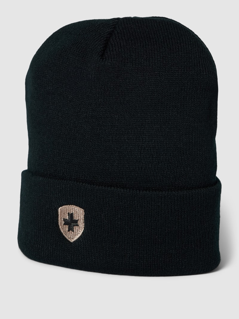 Beanie mit Label-Stitching in schwarz