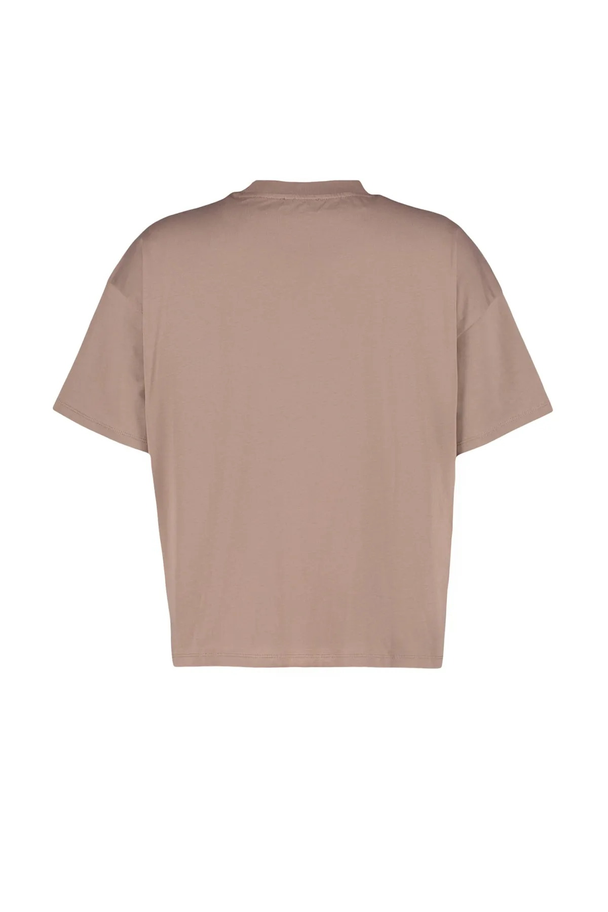 Trendyol Curve  Braunes, geripptes, weit geschnittenes Basic-Strick-T-Shirt mit Kragen TBBSS23BF00017
