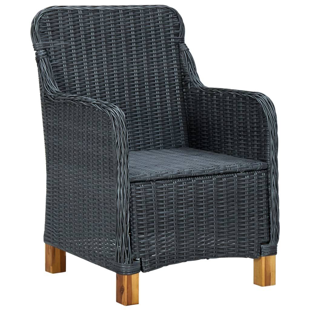 vidaXL Gartenstuhl Gartenstühle mit Kissen 2 Stk. Poly Rattan Dunkelgrau (2 St)