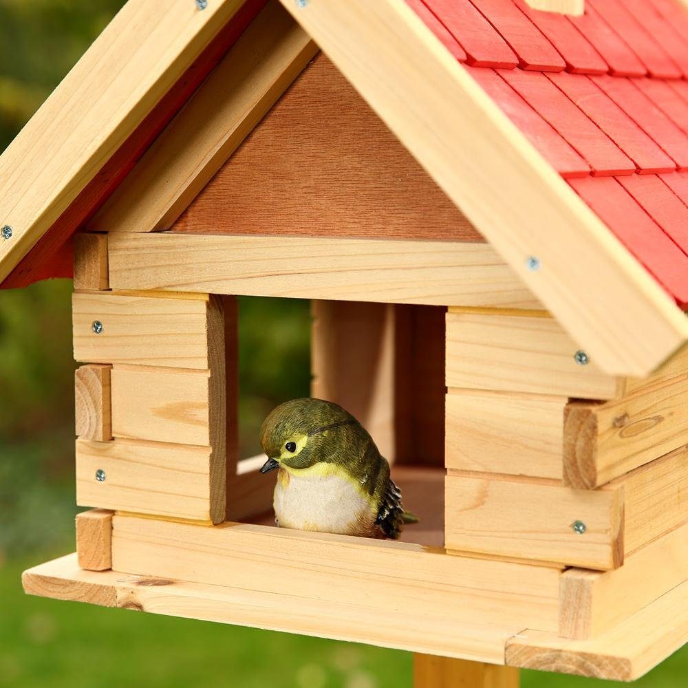 Mucola Vogelhaus Vogelhaus Vögelhäuschen Holz Vogelfutterhaus XXL Vogelvilla, Dachschindeln und Haus sind lasiert