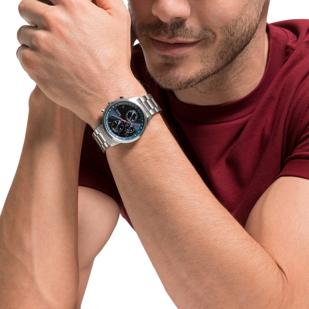 FAVS Montre pour hommes Acier inoxydable Montre