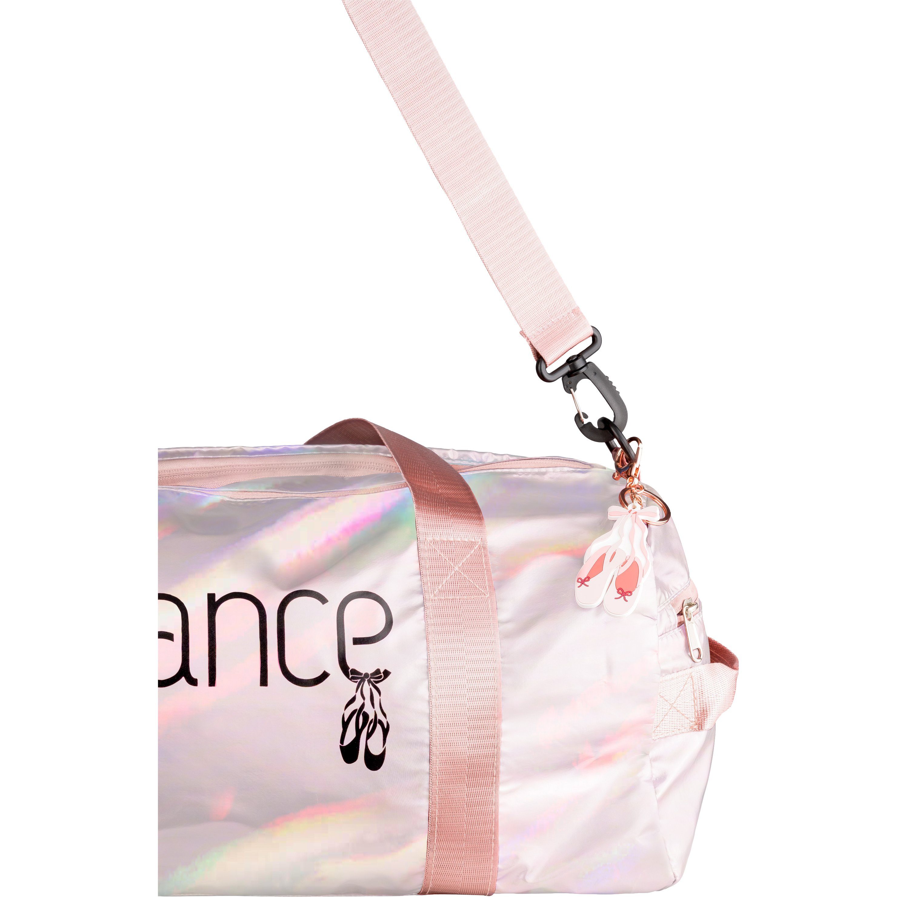 tanzmuster Sporttasche Ballett Tasche rosa metallic, mit Dance / Ballettschuhe Aufdruck