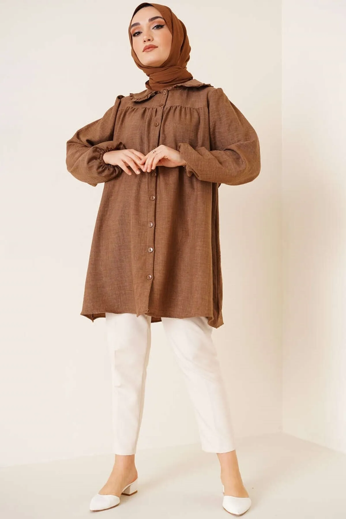 VOLT CLOTHİNG  Hijab-Shirt mit Babykragen für Damen
