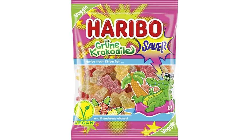 Haribo Fruchtgummi Grüne Krokodile Veggie 175 g