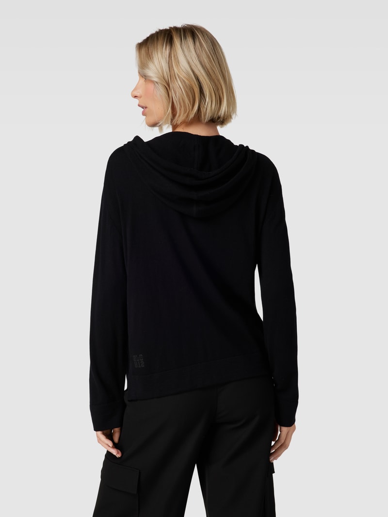 Strickpullover mit verlängertem Rückenteil in schwarz