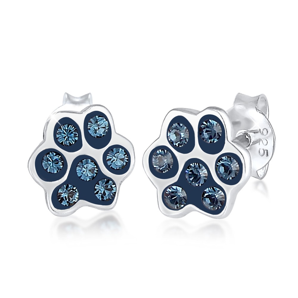 Elli Elli Boucles d'Oreilles Femmes Clous d'oreilles Patte Chien Chat avec Cristaux en Boucles d'oreilles
