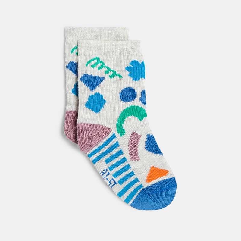 Chaussettes bébé motifs inspiration terrazo grises Catimini