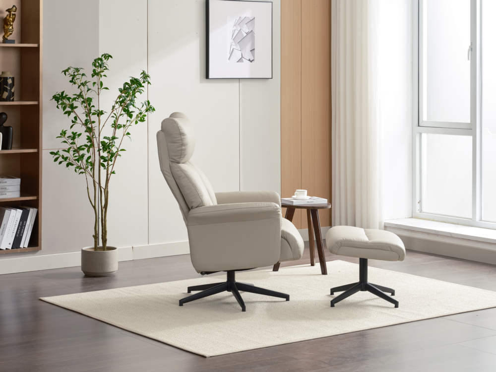Happy Home Happy Home gepolsteter Relaxsessel mit Hocker HWP61-BEI beige