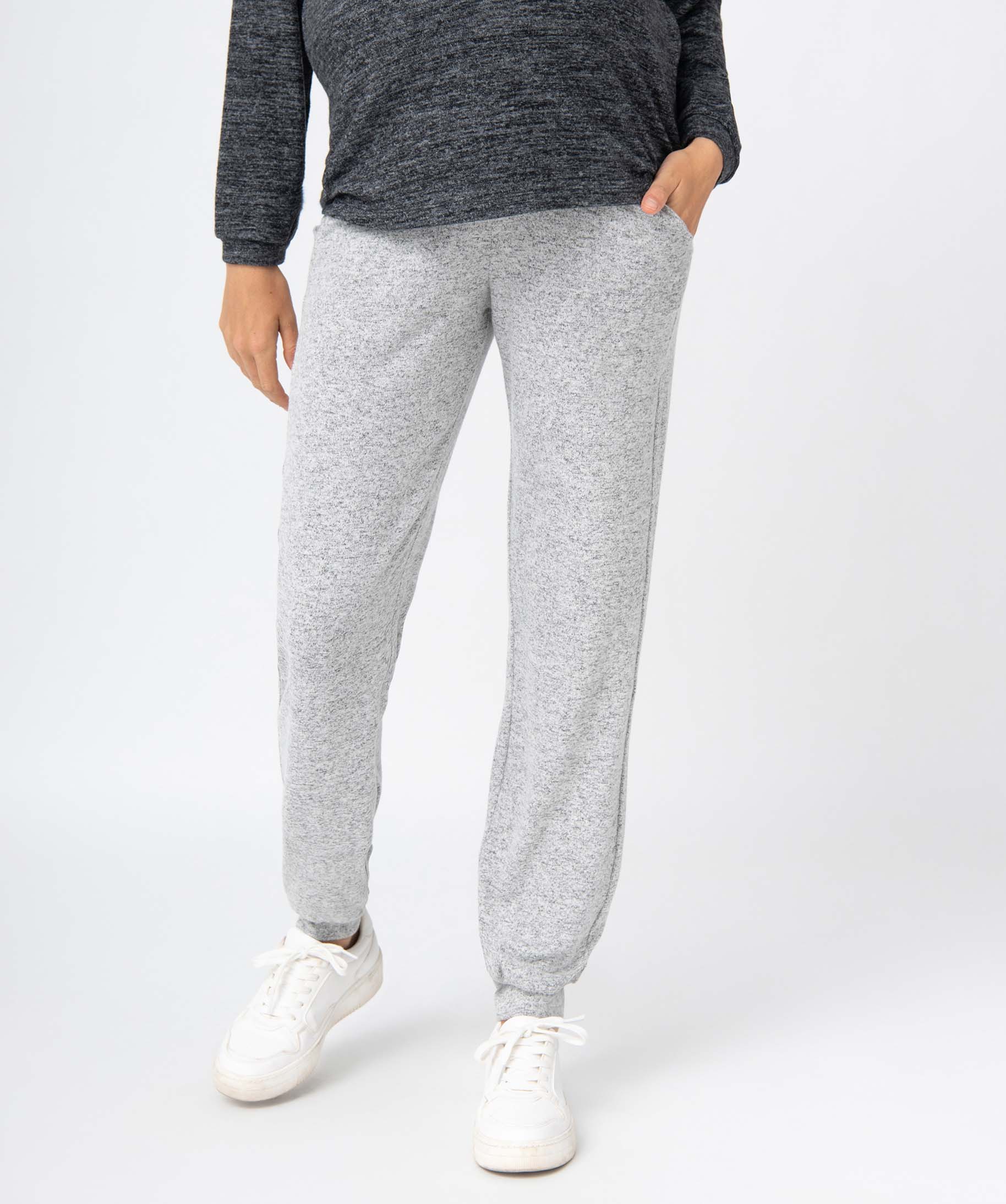 Pantalon de grossesse jogger en maille douce gris clair | GEMO