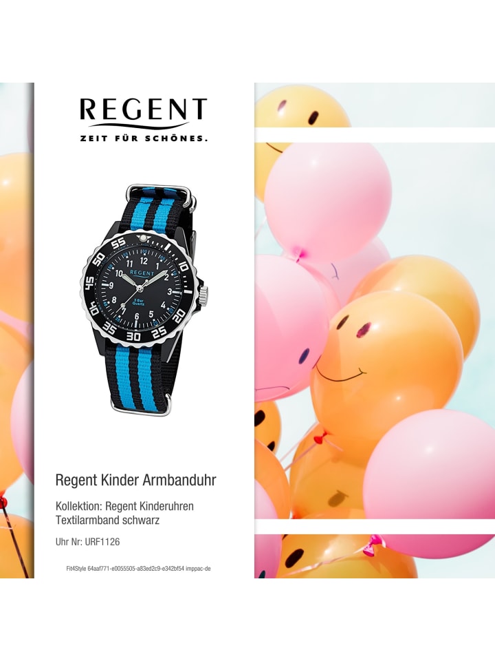 Regent Analog-Armbanduhr Regent Kinderuhren schwarz, blau mittel (ca. 33mm) günstig kaufen onesize