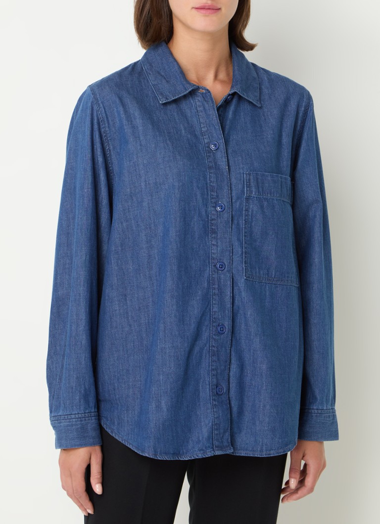 Benetton  Blouse van chambray met borstzak