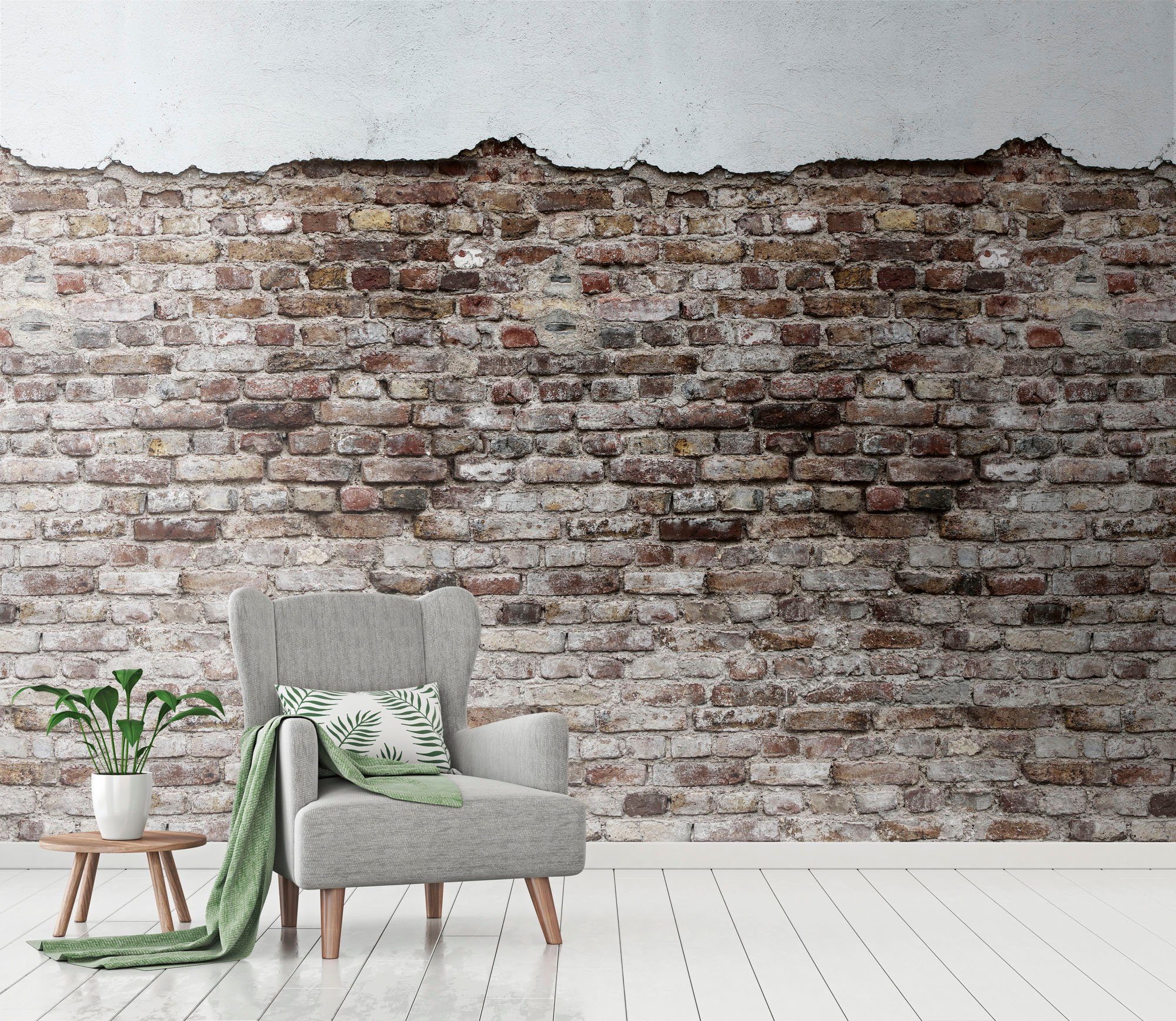 living walls Fototapete The Wall, glatt, Motiv, Steinoptik, urban, Fototapete Vintage Tapete Steinoptik Grau Schwarz Weiß