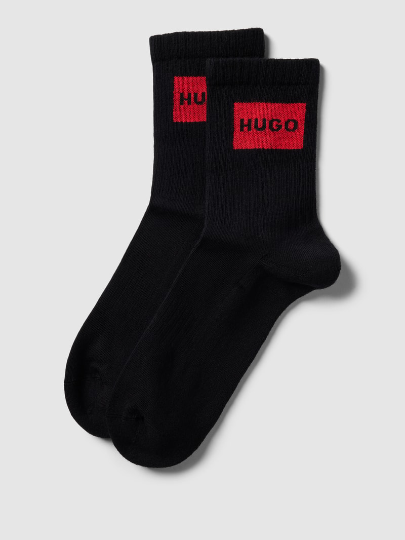 Socken mit Label-Detail im 2er-Pack in schwarz