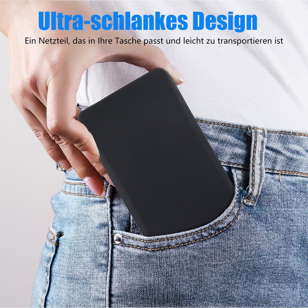 MDHAND Schwarzes tragbares 6000mAh Autobatterie-Ladegerät (2-tlg., Fast Charge)