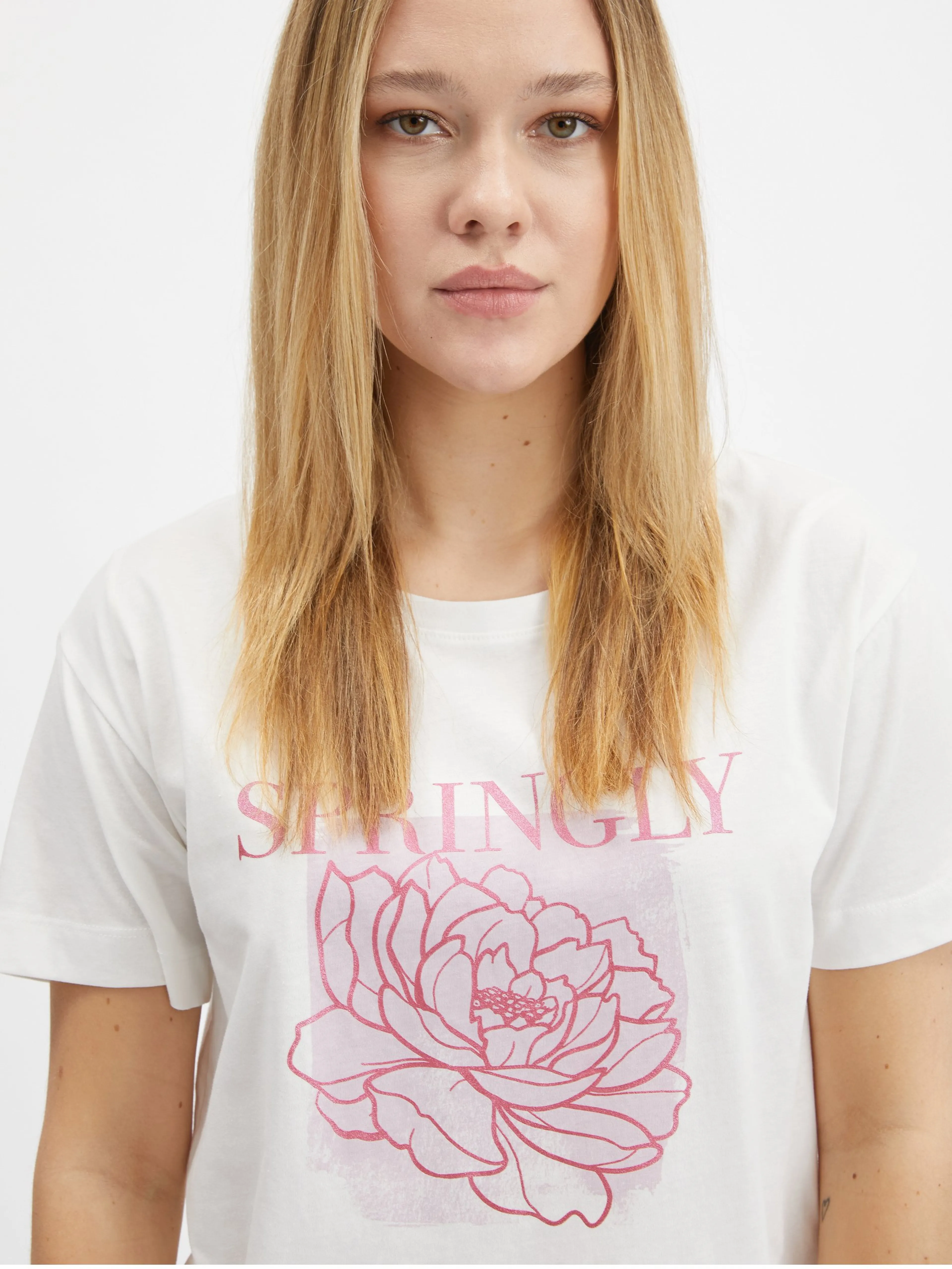 Cremefarbenes Damen-T-Shirt ORSAY