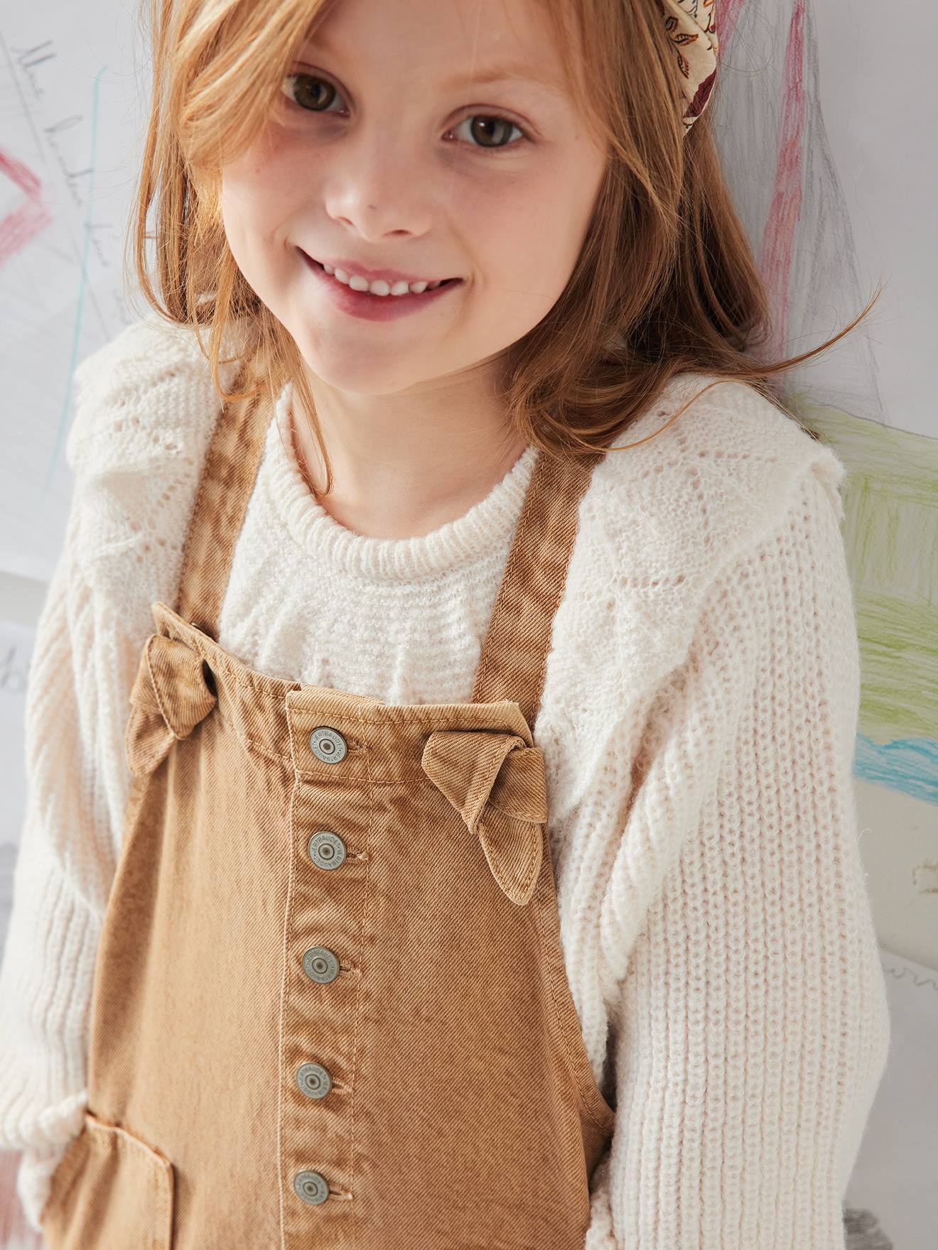 Vertbaudet Mädchen Latzhose, Worker-Style - taupe
