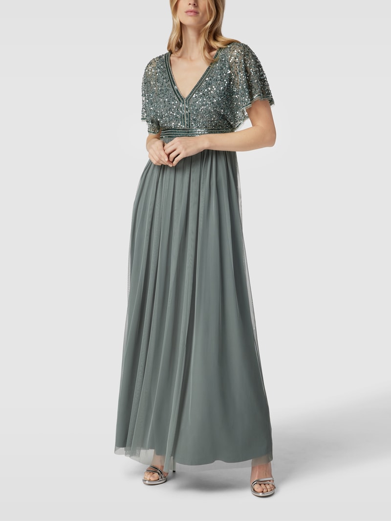 Abendkleid mit Paillettenbesatz in bottle