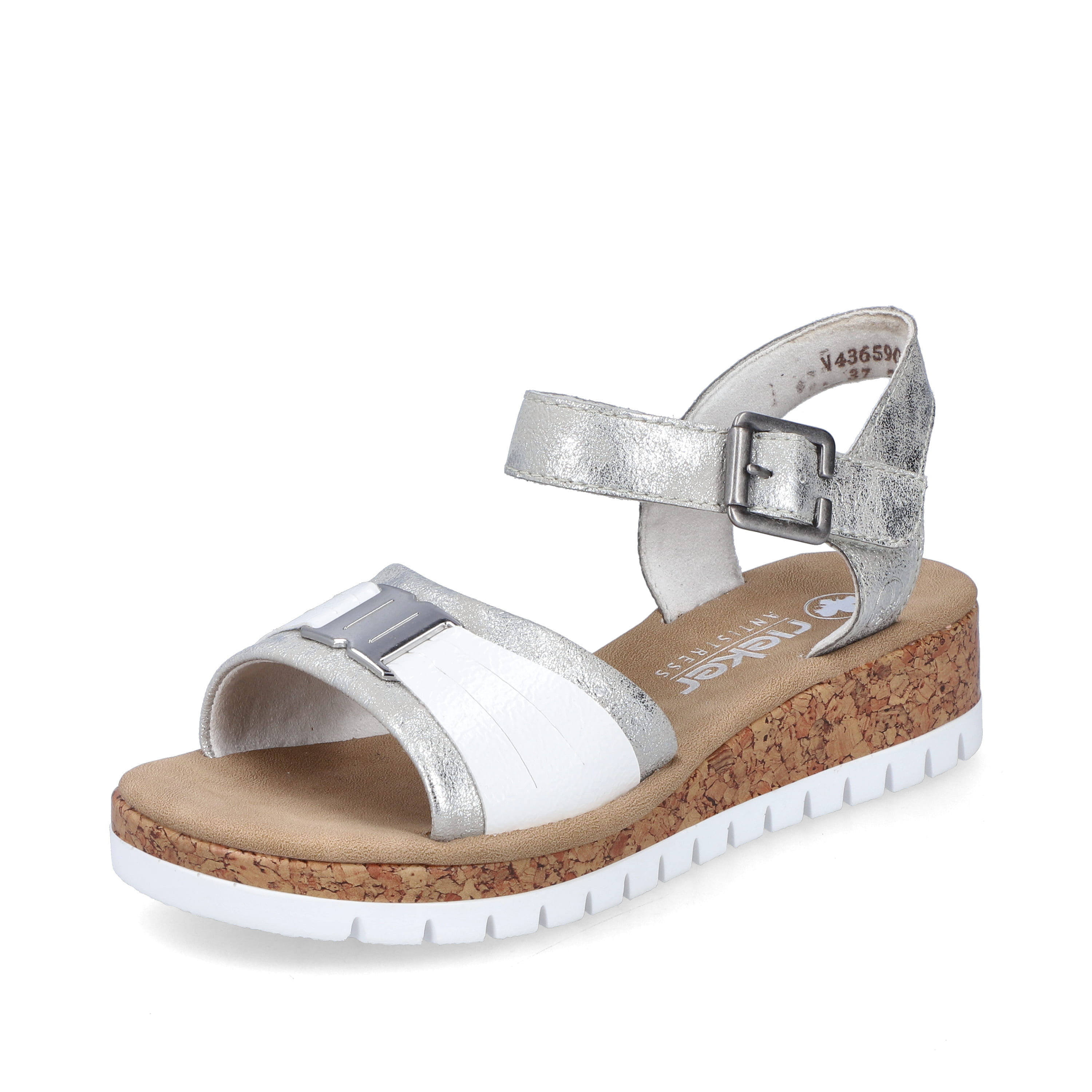 Rieker Damen Keilsandaletten silber-platin-metallic