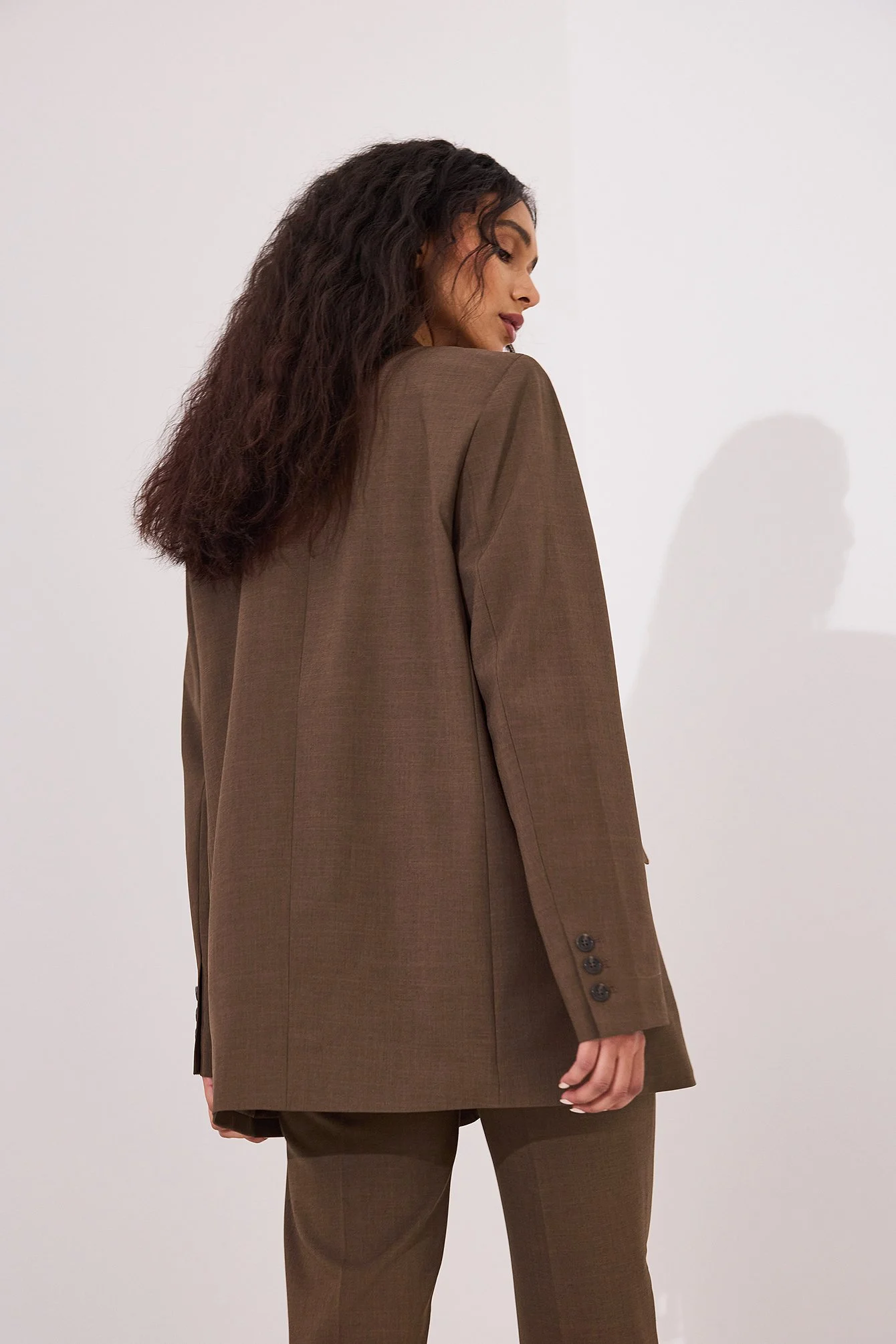 Melange-Blazer in Oversize mit drei Knöpfen